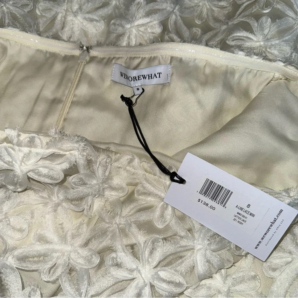 WeWoreWhat A-line Lace Mini Dress Ivory Size 8 - Picture 8 of 10